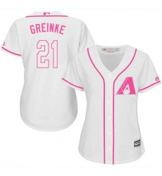 Women's Majestic Arizona Diamondbacks #21 Zack Greinke Authentic White Fashion MLB Jersey
