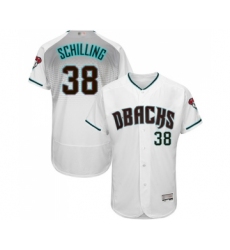 Men's Arizona Diamondbacks #38 Curt Schilling White Teal Alternate Authentic Collection Flex Base Baseball Jersey