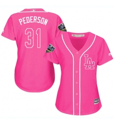 Women's Majestic Los Angeles Dodgers #31 Joc Pederson Authentic Pink Fashion Cool Base 2018 World Series MLB Jersey