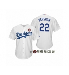 Men's 2019 Armed Forces Day Clayton Kershaw #22 Los Angeles Dodgers White Jersey
