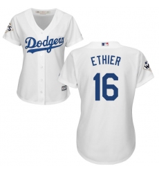Women's Majestic Los Angeles Dodgers #16 Andre Ethier Authentic White Home 2017 World Series Bound Cool Base MLB Jersey
