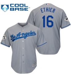 Youth Majestic Los Angeles Dodgers #16 Andre Ethier Authentic Grey Road 2017 World Series Bound Cool Base MLB Jersey