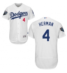 Men's Majestic Los Angeles Dodgers #4 Babe Herman White Home Flex Base Authentic Collection 2018 World Series MLB Jersey