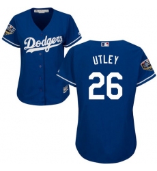 Women's Majestic Los Angeles Dodgers #26 Chase Utley Authentic Royal Blue Alternate Cool Base 2018 World Series MLB Jersey