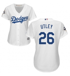 Women's Majestic Los Angeles Dodgers #26 Chase Utley Authentic White Home 2017 World Series Bound Cool Base MLB Jersey