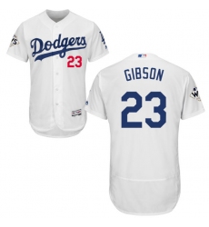 Men's Majestic Los Angeles Dodgers #23 Kirk Gibson Authentic White Home 2017 World Series Bound Flex Base MLB Jersey
