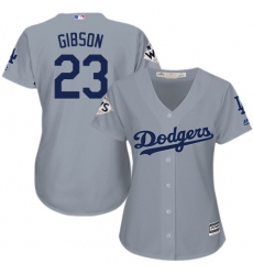 Women's Majestic Los Angeles Dodgers #23 Kirk Gibson Replica Grey Road 2017 World Series Bound Cool Base MLB Jersey