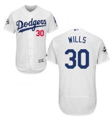 Men's Majestic Los Angeles Dodgers #30 Maury Wills Authentic White Home 2017 World Series Bound Flex Base MLB Jersey
