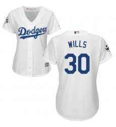 Women's Majestic Los Angeles Dodgers #30 Maury Wills Authentic White Home 2017 World Series Bound Cool Base MLB Jersey