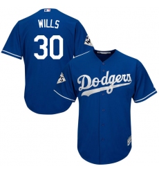 Youth Majestic Los Angeles Dodgers #30 Maury Wills Authentic Royal Blue Alternate 2017 World Series Bound Cool Base MLB Jersey