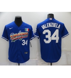 Men's Los Angeles Dodgers #34 Fernando Valenzuela Blue Authentic Jersey