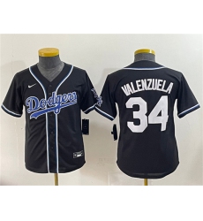 Youth Los Angeles Dodgers #34 Fernando Valenzuela Black Stitched Baseball Jersey