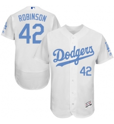 Men's Majestic Los Angeles Dodgers #42 Jackie Robinson Authentic White 2016 Father's Day Fashion Flex Base MLB Jersey