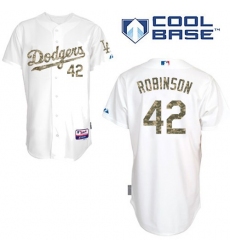Men's Majestic Los Angeles Dodgers #42 Jackie Robinson Replica White USMC Cool Base MLB Jersey