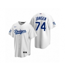 Men's Los Angeles Dodgers #74 Kenley Jansen White 2020 World Series Champions Replica Jersey