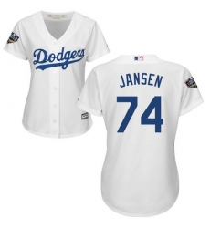 Women's Majestic Los Angeles Dodgers #74 Kenley Jansen Authentic White Home Cool Base 2018 World Series MLB Jersey