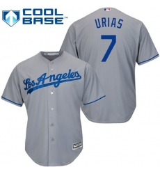 Youth Majestic Los Angeles Dodgers #7 Julio Urias Authentic Grey Road Cool Base MLB Jersey