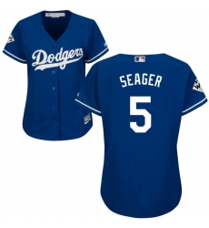 Women's Majestic Los Angeles Dodgers #5 Corey Seager Authentic Royal Blue Alternate 2017 World Series Bound Cool Base MLB Jersey
