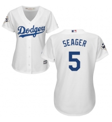 Women's Majestic Los Angeles Dodgers #5 Corey Seager Authentic White Home 2017 World Series Bound Cool Base MLB Jersey