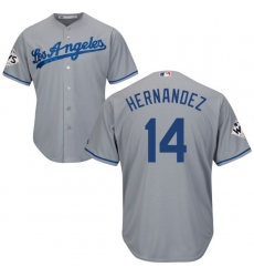 Youth Majestic Los Angeles Dodgers #14 Enrique Hernandez Authentic Grey Road 2017 World Series Bound Cool Base MLB Jersey