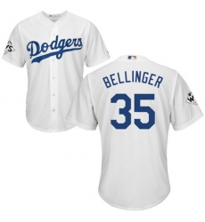 Youth Majestic Los Angeles Dodgers #35 Cody Bellinger Authentic White Home 2017 World Series Bound Cool Base MLB Jersey