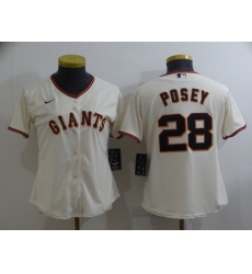 Women's San Francisco Giants #28 Buster Posey Authentic Cream Home Jersey