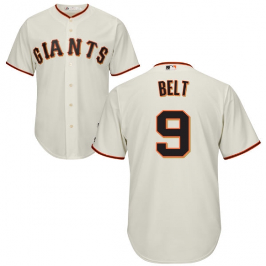 Men's Majestic San Francisco Giants #9 Brandon Belt Replica Cream Home Cool Base MLB Jersey