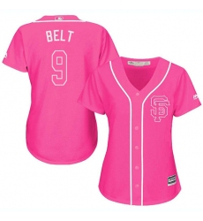 Women's Majestic San Francisco Giants #9 Brandon Belt Authentic Pink Fashion Cool Base MLB Jersey