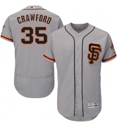 Men's Majestic San Francisco Giants #35 Brandon Crawford Grey Alternate Flex Base Authentic Collection MLB Jersey