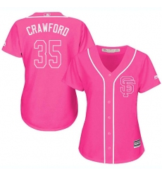 Women's Majestic San Francisco Giants #35 Brandon Crawford Authentic Pink Fashion Cool Base MLB Jersey
