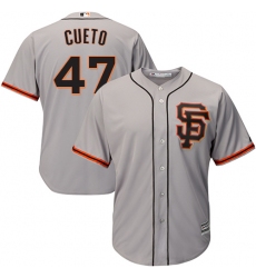 Youth Majestic San Francisco Giants #47 Johnny Cueto Authentic Grey Road 2 Cool Base MLB Jersey