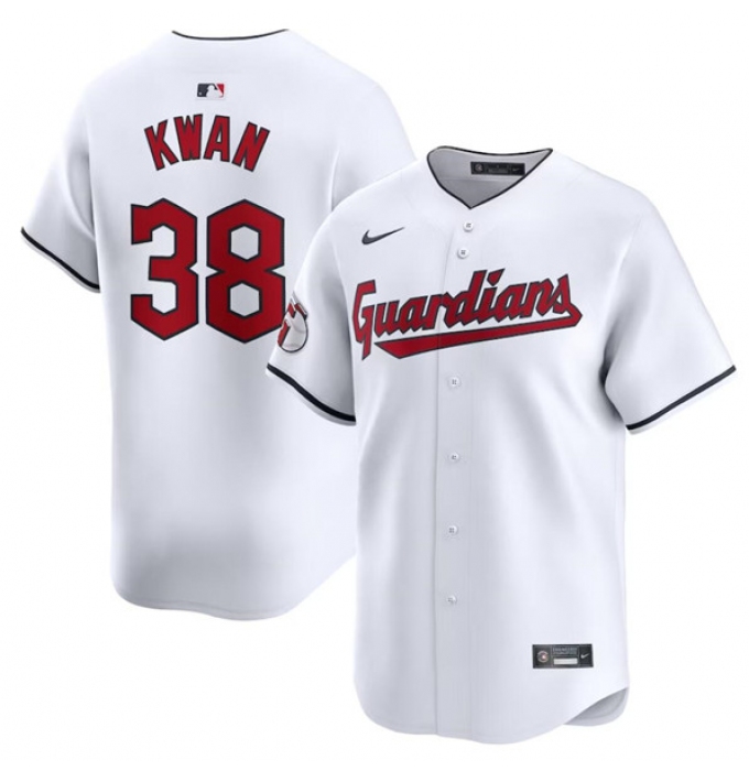 Men's Cleveland Guardians #38 Steven Kwan White Home Limited Baseball Stitched Jersey