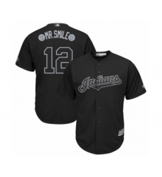 Men's Cleveland Indians #12 Francisco Lindor  Mr. Smile Authentic Black 2019 Players Weekend Baseball Jersey