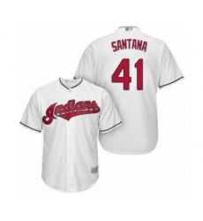Youth Cleveland Indians #41 Carlos Santana Authentic White Home Cool Base Baseball Jersey