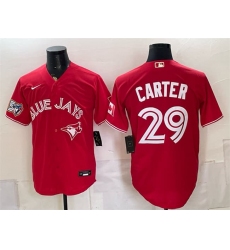 Men's Toronto Blue Jays #29 Joe Carter Red 50 Seasons Stitched Baseball Jersey