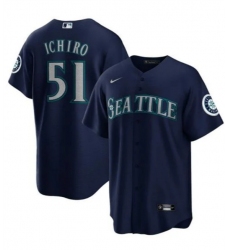 Men's Seattle Mariners #51 Ichiro Suzuki Navy Cool Base Stitched Baseball Jersey