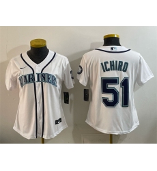 Youth Seattle Mariners #51 Ichiro Suzuki White Cool Base Stitched Baseball Jersey