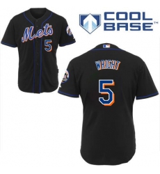 Men's Majestic New York Mets #5 David Wright Replica Black Cool Base MLB Jersey