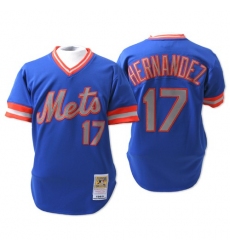 Men's Mitchell and Ness New York Mets #17 Keith Hernandez Authentic Blue Throwback MLB Jersey