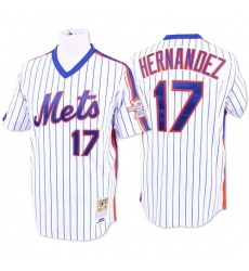 Men's Mitchell and Ness New York Mets #17 Keith Hernandez Authentic White/Blue Strip Throwback MLB Jersey