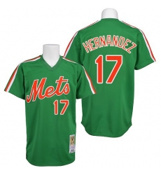 Men's Mitchell and Ness New York Mets #17 Keith Hernandez Replica Green Throwback MLB Jersey