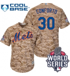 Men's Majestic New York Mets #30 Michael Conforto Replica Camo Alternate Cool Base 2015 World Series MLB Jersey