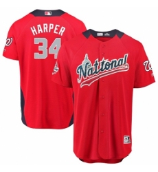 Men's Majestic Washington Nationals #34 Bryce Harper Game Red National League 2018 MLB All-Star MLB Jersey