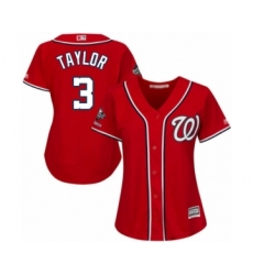 Women's Washington Nationals #3 Michael Taylor Authentic Red Alternate 1 Cool Base 2019 World Series Champions Baseball Jersey