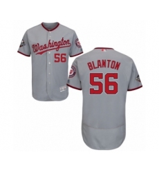 Men's Washington Nationals #56 Joe Blanton Grey Road Flex Base Authentic Collection 2019 World Series Bound Baseball Jersey