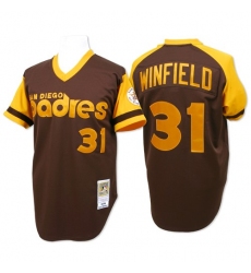 Men's Mitchell and Ness San Diego Padres #31 Dave Winfield Replica Brown Throwback MLB Jersey