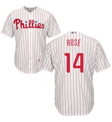 Men's Majestic Philadelphia Phillies #14 Pete Rose Replica White/Red Strip Home Cool Base MLB Jersey