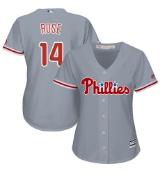 Women's Majestic Philadelphia Phillies #14 Pete Rose Authentic Grey Road Cool Base MLB Jersey