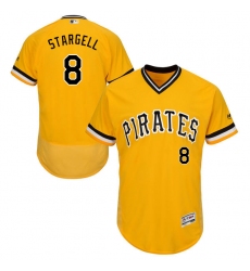 Men's Majestic Pittsburgh Pirates #8 Willie Stargell Gold Alternate Flex Base Authentic Collection MLB Jersey