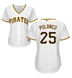 Women's Majestic Pittsburgh Pirates #25 Gregory Polanco Authentic White Home Cool Base MLB Jersey